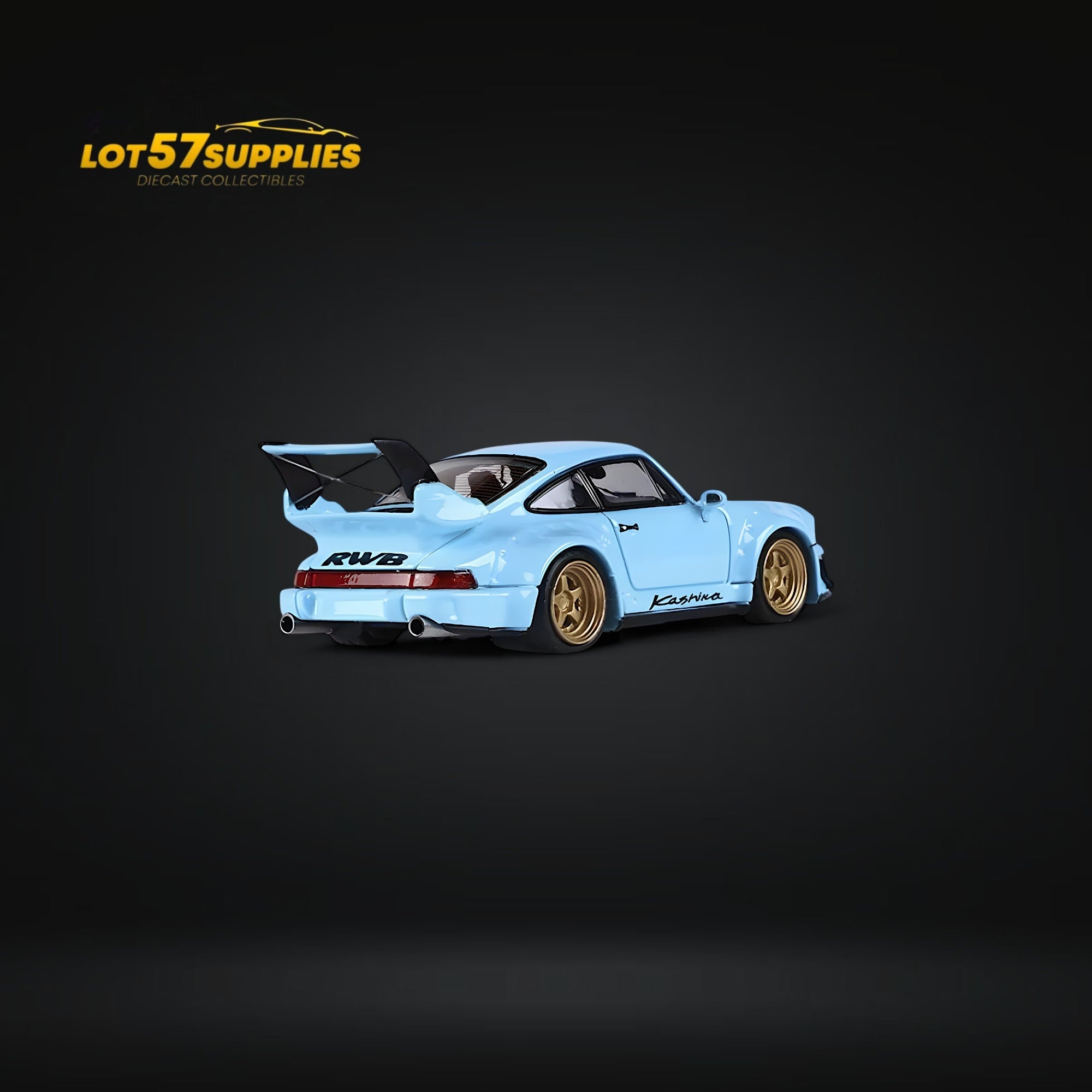 Fast Speed Porsche 964 RWB Widebody KASHIWA X Version Rear Wing in Tiffany Blue 1:64-2