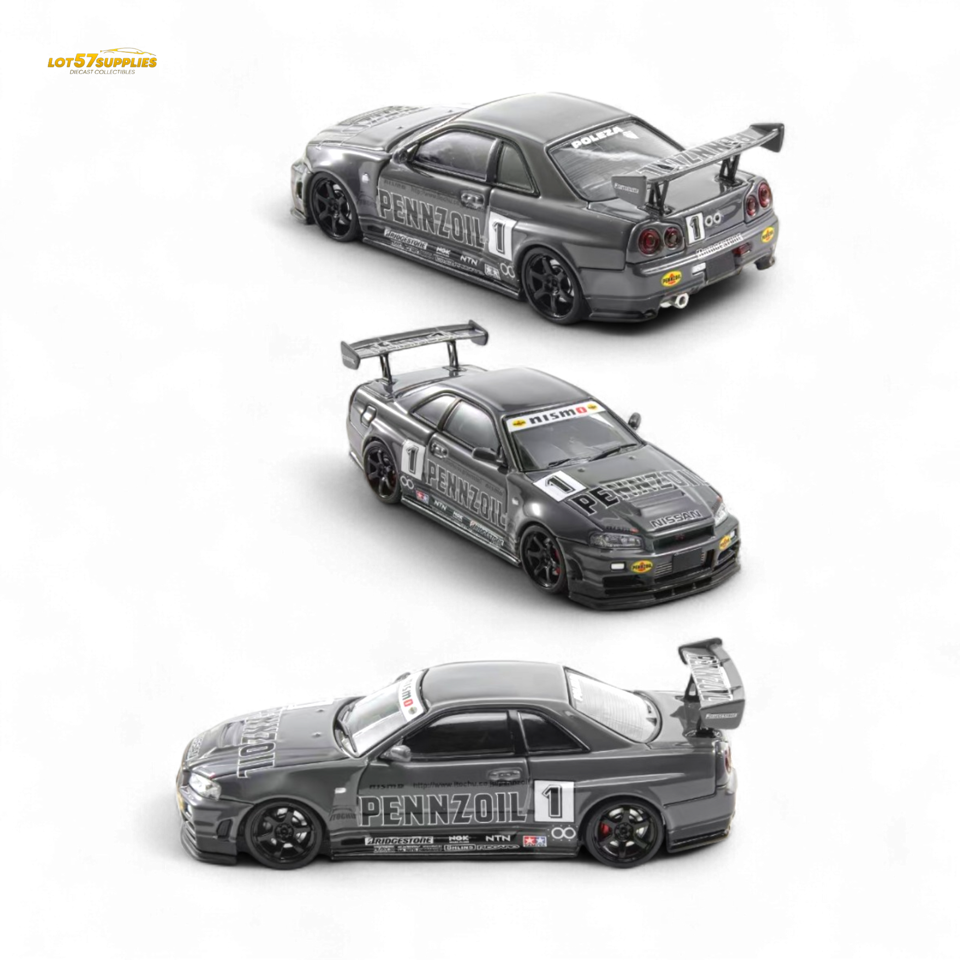 Fast Speed FS 1:64 Skyline GT-R R34 Nismo Z-Tune Pennzoil #1 – Grey (Foshan AIT Exhibition Edition)-0