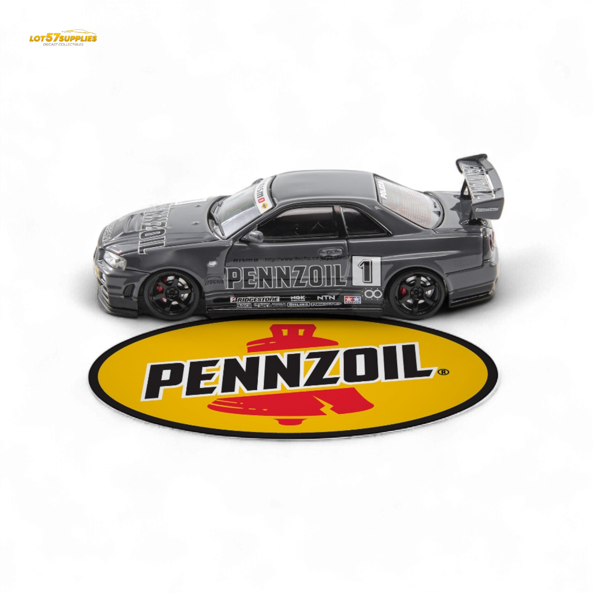 Fast Speed FS 1:64 Skyline GT-R R34 Nismo Z-Tune Pennzoil #1 – Grey (Foshan AIT Exhibition Edition)-3